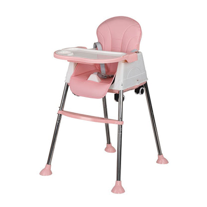 Scaun de Masa Pliabil 3in1, Reglabil, Multifunctional, 3 Pozitii, Masuta si Husa Detasabile, Roti, Centura de Siguranta, Ajustare Inaltime