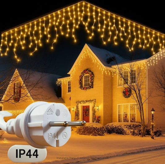 Instalatie franjuri cu FLASH alb rece 50 metri, 1000 LED turturi, fir gros