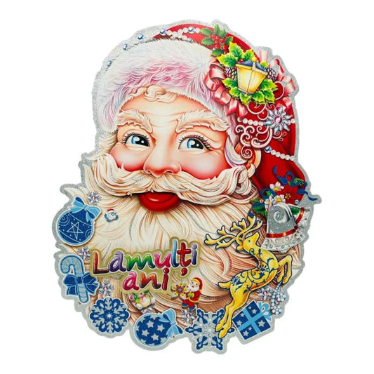 Stiker decorativ de Craciun, model cu Mos Craciun , 68×50cm