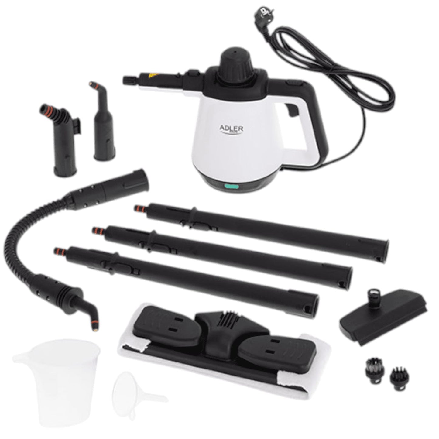 Aparat de Curatat Geamuri, Podele, Textile si Orice Suprafata cu abur, 2000 W Alb cu 13 Accesorii