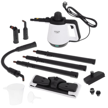 Aparat de Curatat Geamuri, Podele, Textile si Orice Suprafata cu abur, 2000 W Alb cu 13 Accesorii