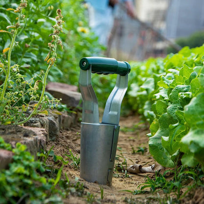 Transplantator Agricol Cilindric, Din Otel si Plastic, 6 cm Diametru, cu Maner Flexibil, 23 x 6 x 13 cm cm, Verde