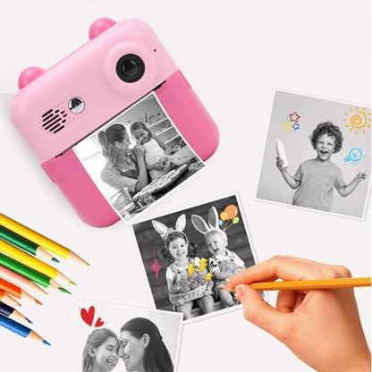 Aparat foto cu Functie de Printare, Cablu USB-C, Bluetooth, compatibil iOS/Android, Imprimare APP, Snur Subtire Inclus, Roz