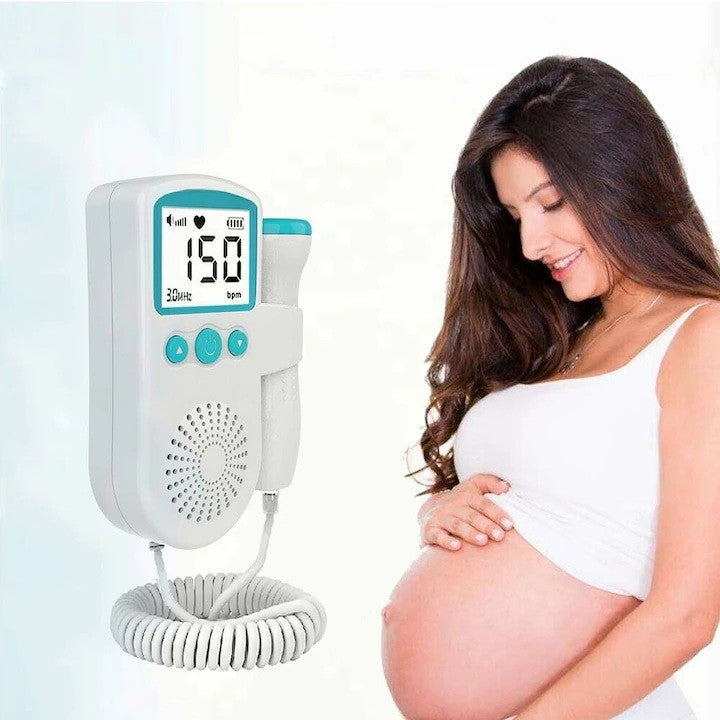 Monitor Fetal Doppler, Monitorizare Sarcina, Ritm Cardiac, Ecran LCD 4.5 cm, 2 x Baterii AA (neincluse), Portabil, din ABS, 12.8 x 9.6 x 3 cm, Utilizare de la 9 Saptamani