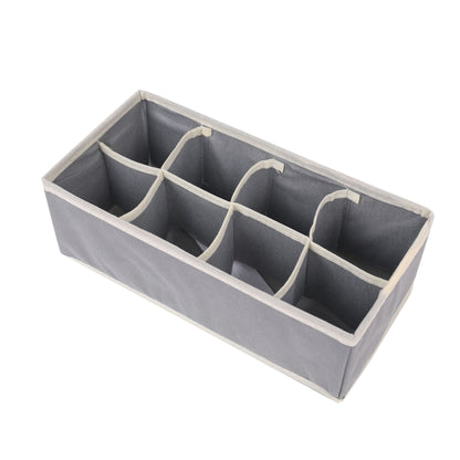 Cutie De Depozitare, Pentru Lenjerie, Sosete Si Sutiene, Material Textil, 8 Compartimente, 32 x 16 x 10 cm, Culoare Gri