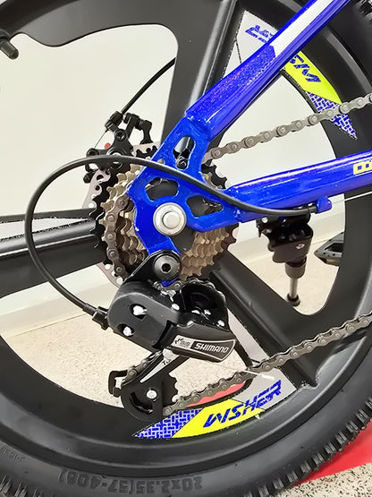Bicicleta Copii , Cu Schimbator Shimano, Stop si Cric , 20 Inch, Varsta 6-12 Ani, Albastru Inchis