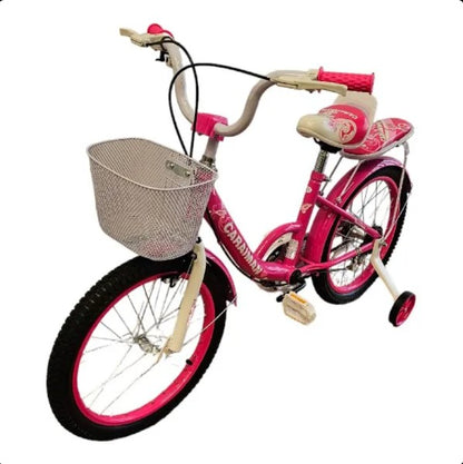 Bicicleta CARAIMAN 14G, varsta 4 - 6 ani, Roti 14", cosulet, portbagaj, roti ajutatoare, Roz