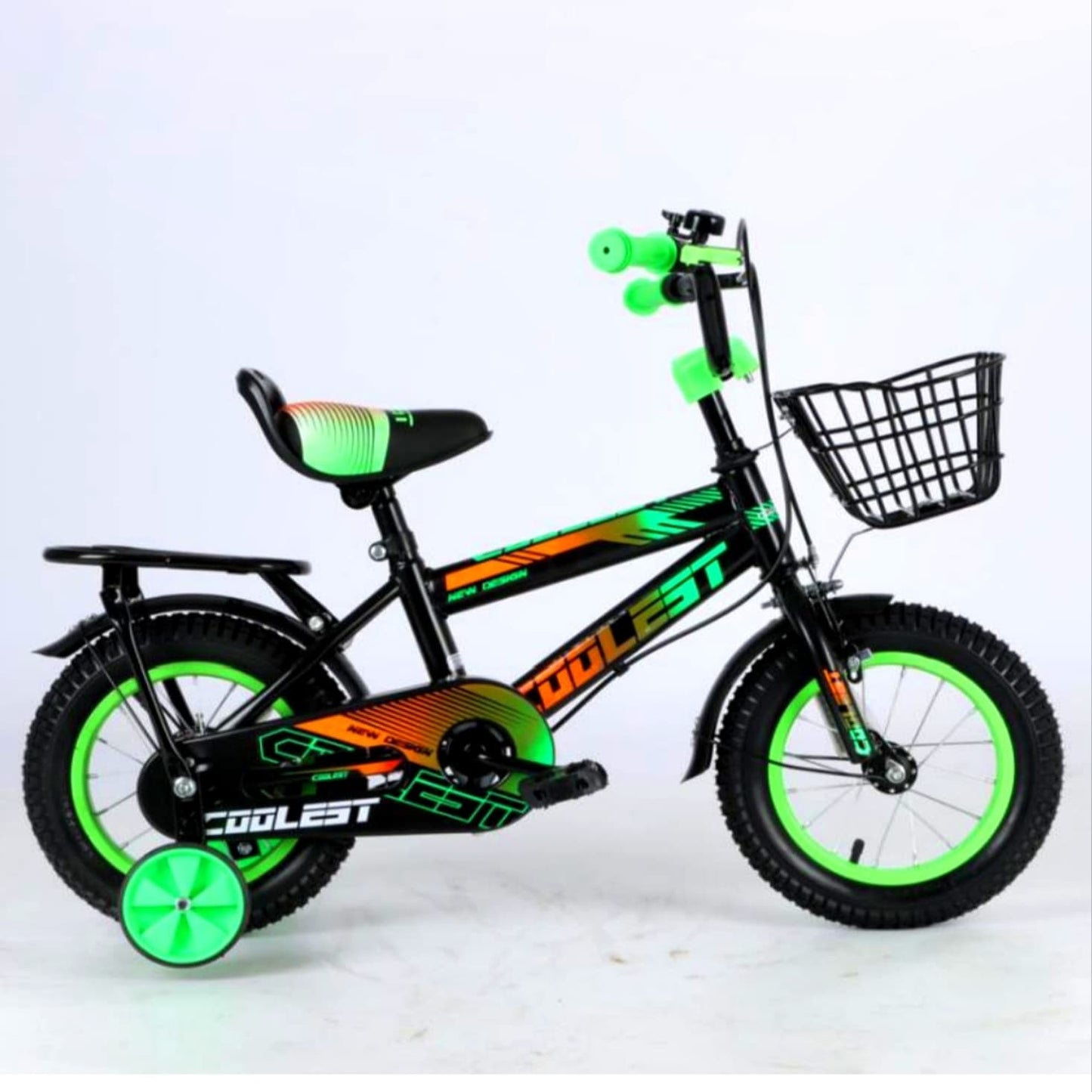 Bicicleta Cu Pedale , Roti Ajutatoare Ajustabile, Stop, Cosulet Si Portbagaj, 16 Inch, Varsta 5-8 Ani