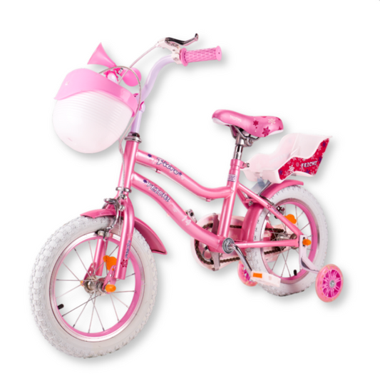 Bicicleta Fete Cu Pedale , Roti Ajutatoare, Cosulet Si Sonerie, Roz, 20 Inch, Varsta 6-12 ani