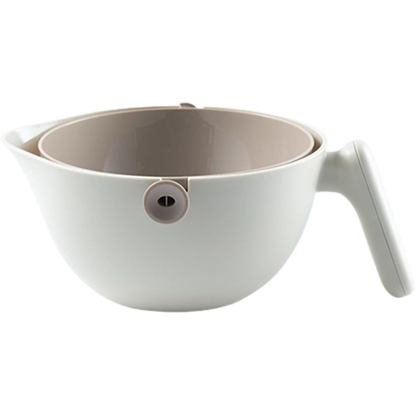Bol cu Doua Straturi, pentru Fructe, Legume, cu Cos de Scurgere a Apei, 2L, din ABS+PP, 29.9 x 22.5 x 11.8 cm, Alb - Gri