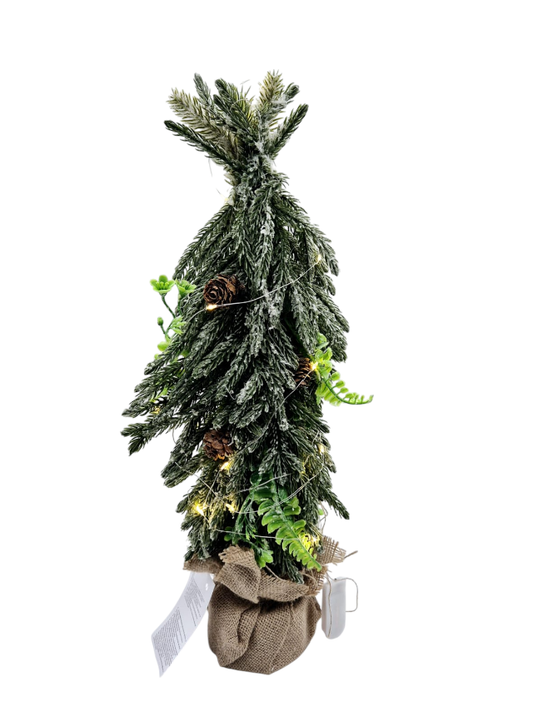 Brad Artificial Premium cu Conuri si Instalatie Luminoasa Inaltime 45 cm