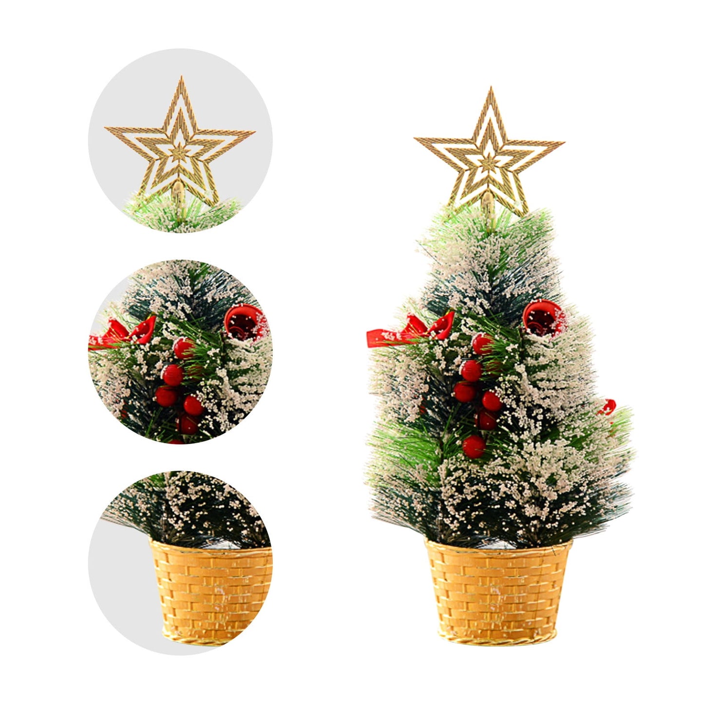 Brad de Craciun 35 cm cu zapada, Craciunite Globuri si Ornamente