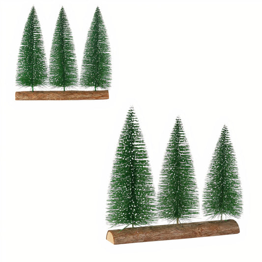 Brazi Artificiali, inaltime 20 cm pe Buturuga de 22 cm, cu Zapada Artificiala Ornament de Craciun