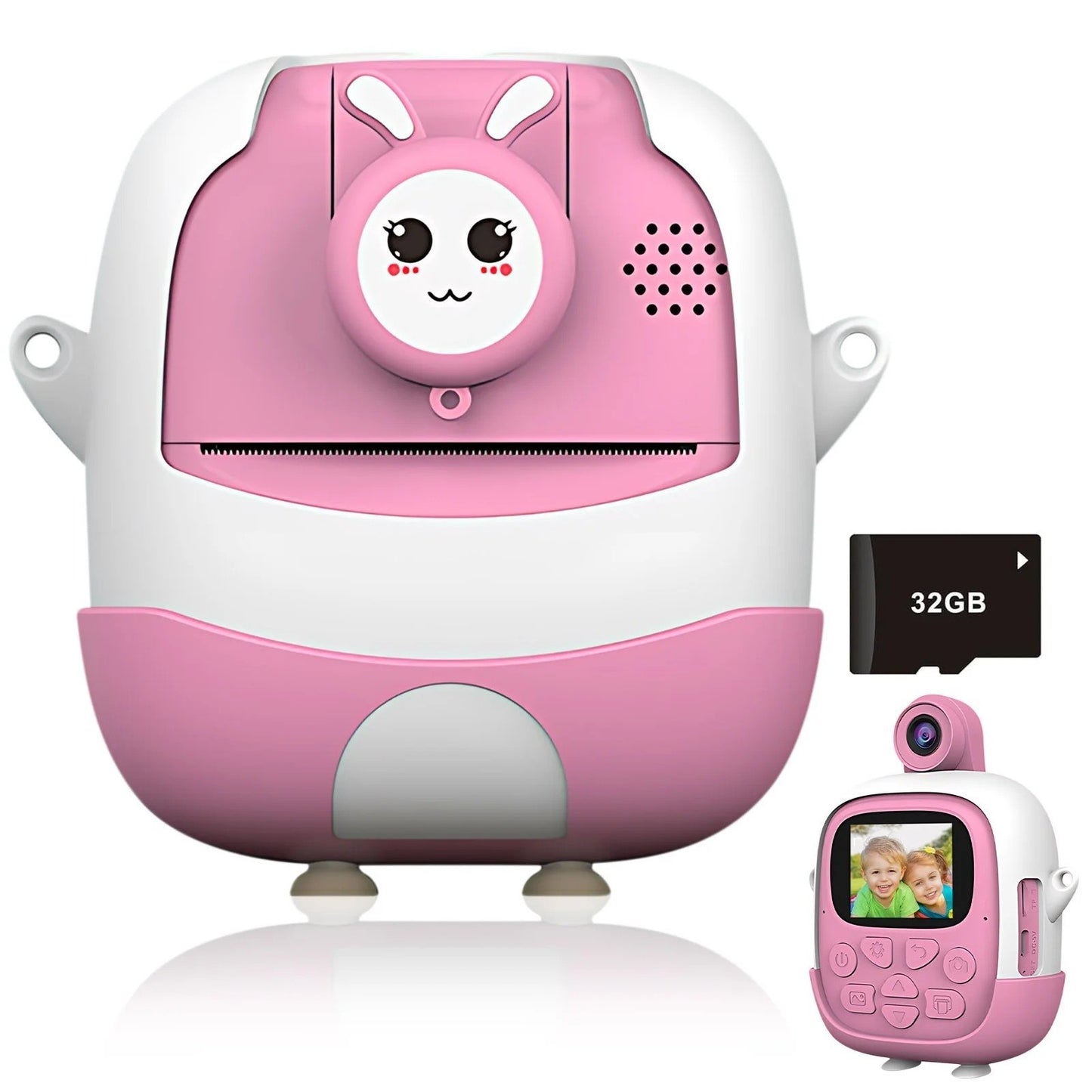 Aparat Foto cu Functie de Printare,Camera Frontala + Selfie, Cablu USB-C, Bluetooth, Compatibil iOS/Android,  Snur Inclus