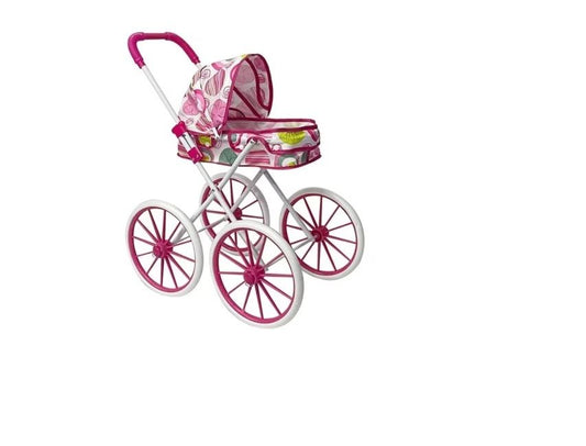 Cărucior de Jucărie pentru Păpuși cu Roți Mari, Roz Dimensiuni 57x33x65 cm