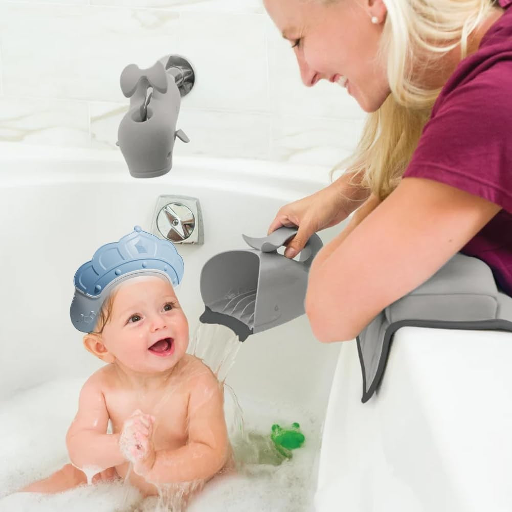 Casca de Dus, Previne Scurgerea Apei si Samponului pe Fata, 0-12 Ani, Ajustabila, din TPE+PP, 20 x 23 cm, Model Coroana