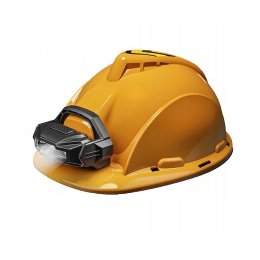 Casca Protectie cu Lanterna de Jucarie pentru Copii,  Material Plastic, Interactiv, Distractiv, 29.5x19.5x6.5 cm, Portocaliu