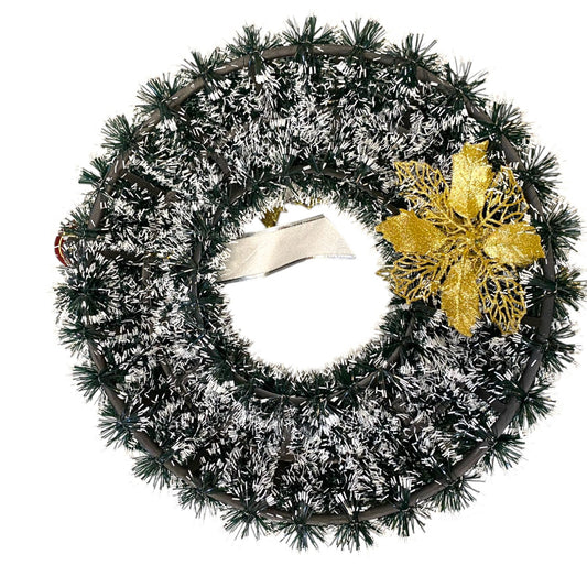 Coronita decorativa pentru usa, 35cm, craciunite si fundita