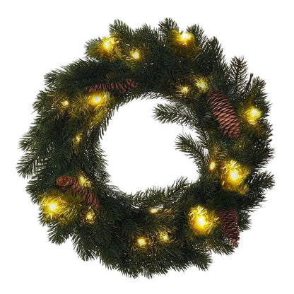 Coroană brad artificial cu LED de Crăciun de exterior si interior 15xLED/3xAA IP44