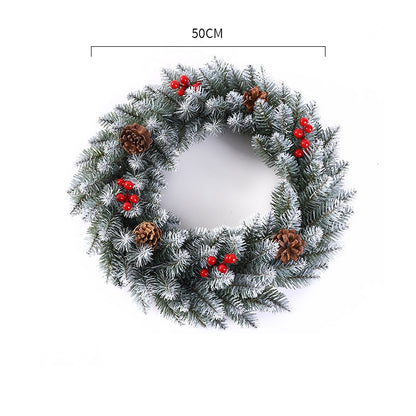 Coronita pentru Craciun, 50 cm, din brad artificial, decorata cu conuri si merisoare