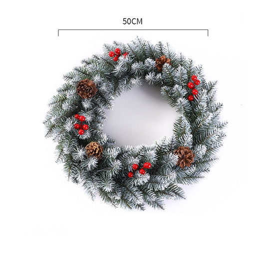 Coronita pentru Craciun, 50 cm, din brad artificial, decorata cu conuri si merisoare