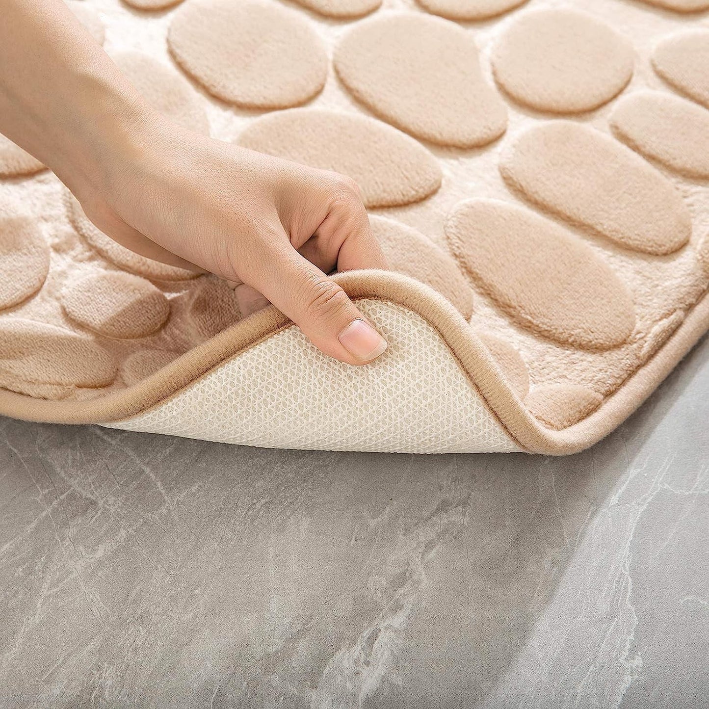 Covoras pentru Baie Antiderapant,  Uscare Rapida, Model 3D Piatra, 40x60 cm