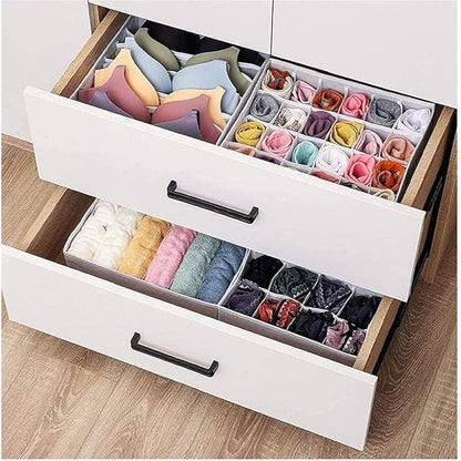 Cutie De Depozitare, Pentru Lenjerie, Sosete Si Sutiene, Material Textil, 24 Compartimente, 32 x 32 x 10 cm, Culoare Gri