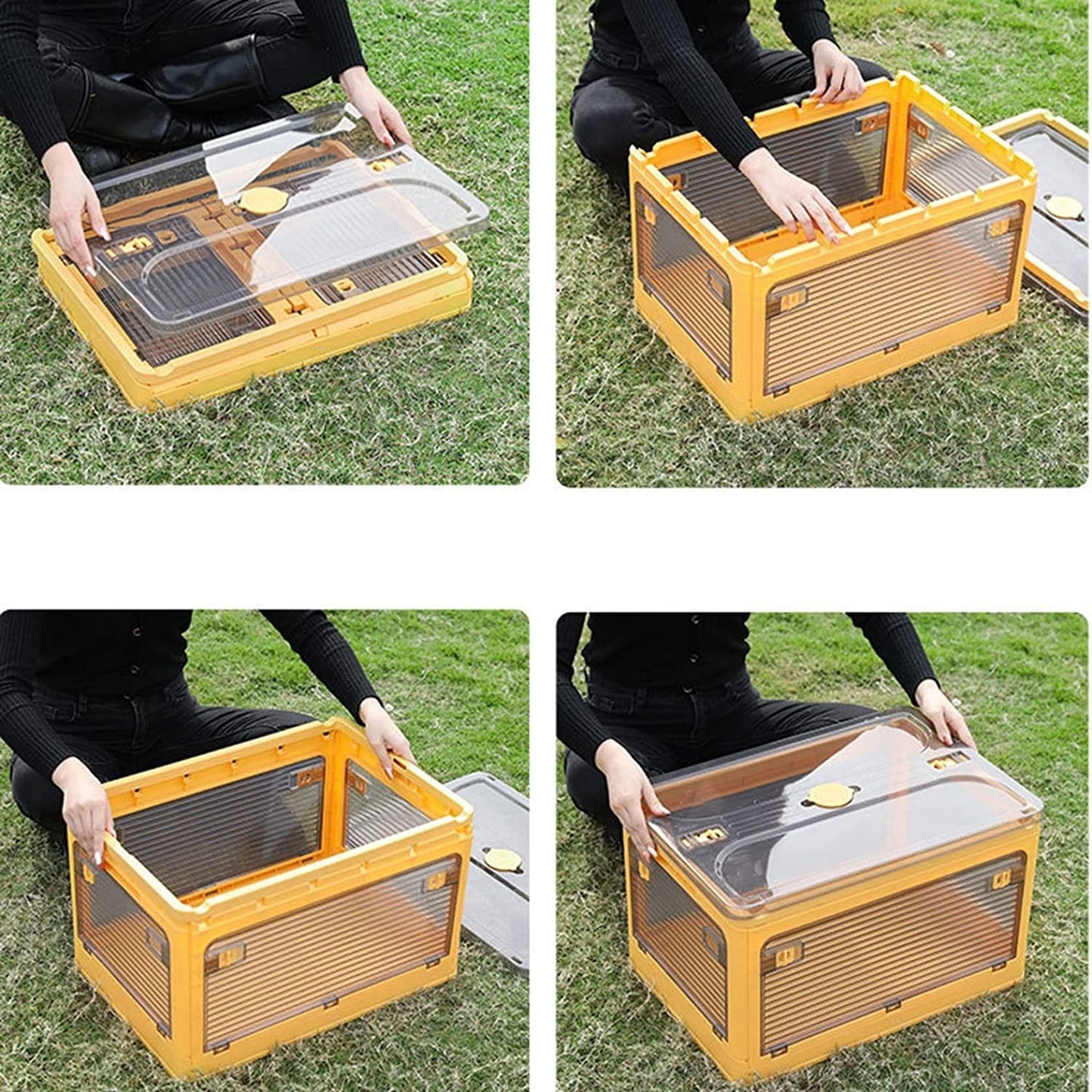 Cutie de depozitare pliabila, Cu capac, 29 L, Plastic, 40.5x29x24.5 cm, Portocaliu