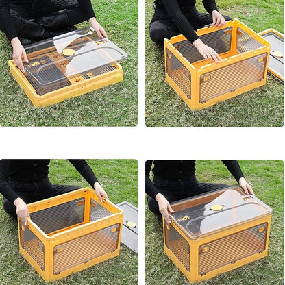 Cutie de depozitare pliabila, Cu capac, 29 L, Plastic, 40.5x29x24.5 cm, Portocaliu