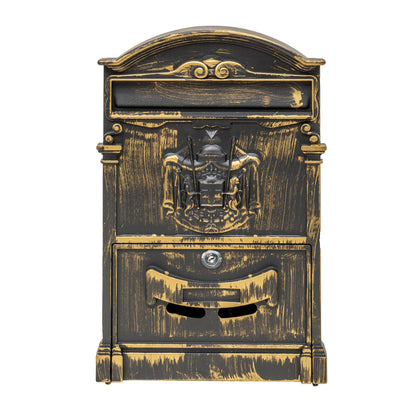 Cutie postala metalica pentru exterior, 410x260x90mm, auriu