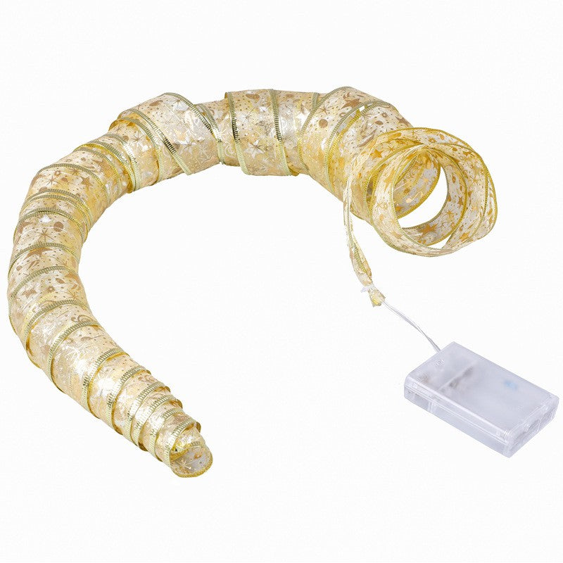 Panglică LED de Crăciun Aurie, lungime 4 m , 40 LED-uri, Baterii, Alb cald