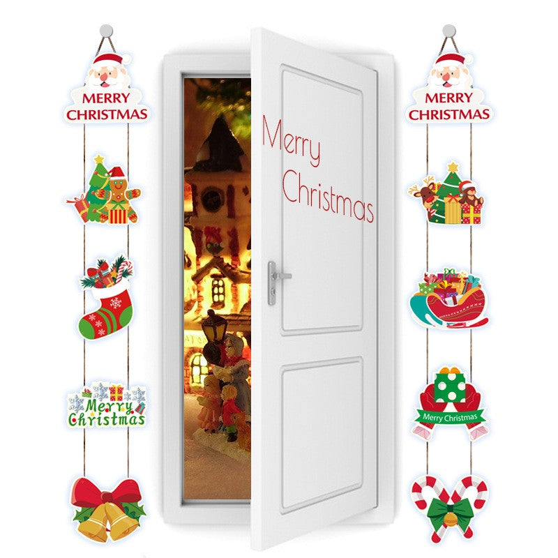 Set 2 Decoratiuni de Craciun, de Agatat, pentru Usa, Sfoara Inclusa, 21 cm/28 cm, din Hartie 350g, Multicolor