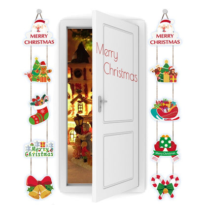 Set 2 Decoratiuni de Craciun, de Agatat, pentru Usa, Sfoara Inclusa, 21 cm/28 cm, din Hartie 350g, Multicolor