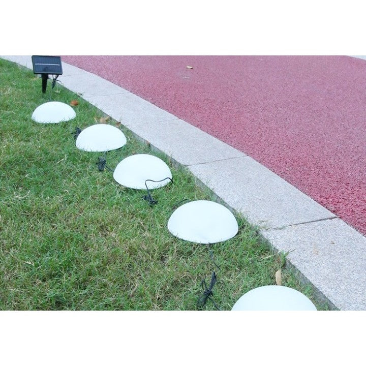 Decoratiune pentru gradina, lampa solara in forma de ciuperca, 5 ciuperci, alb cald
