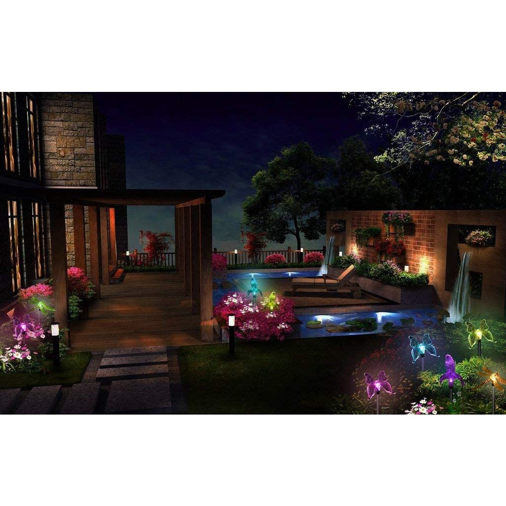 Set 3 Lampi Solare LED tip pasare-fluture-libelula, Inaltime 43 cm, Multicolor