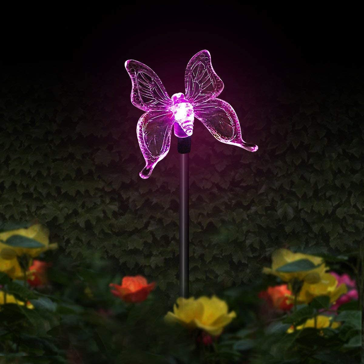 Set 3 Lampi Solare LED tip pasare-fluture-libelula, Inaltime 43 cm, Multicolor