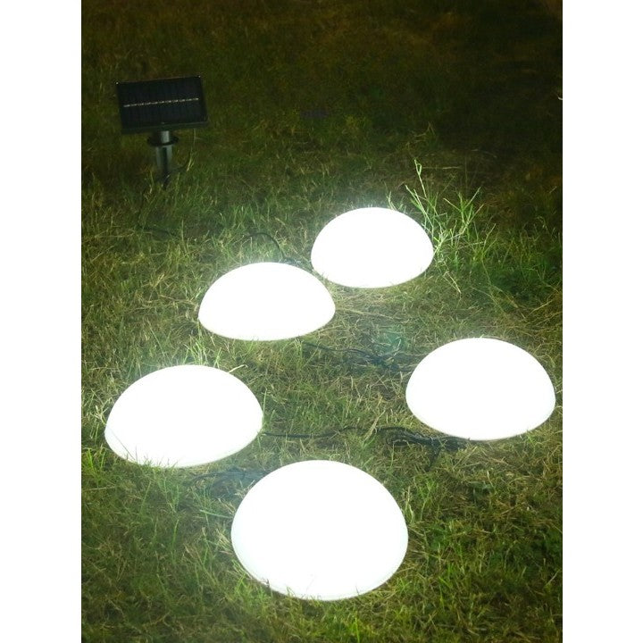 Decoratiune pentru gradina, lampa solara in forma de ciuperca, 5 ciuperci, alb rece