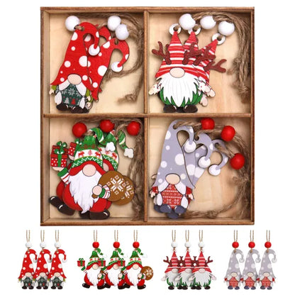 Set 12 decoratiuni lemn motive Craciun