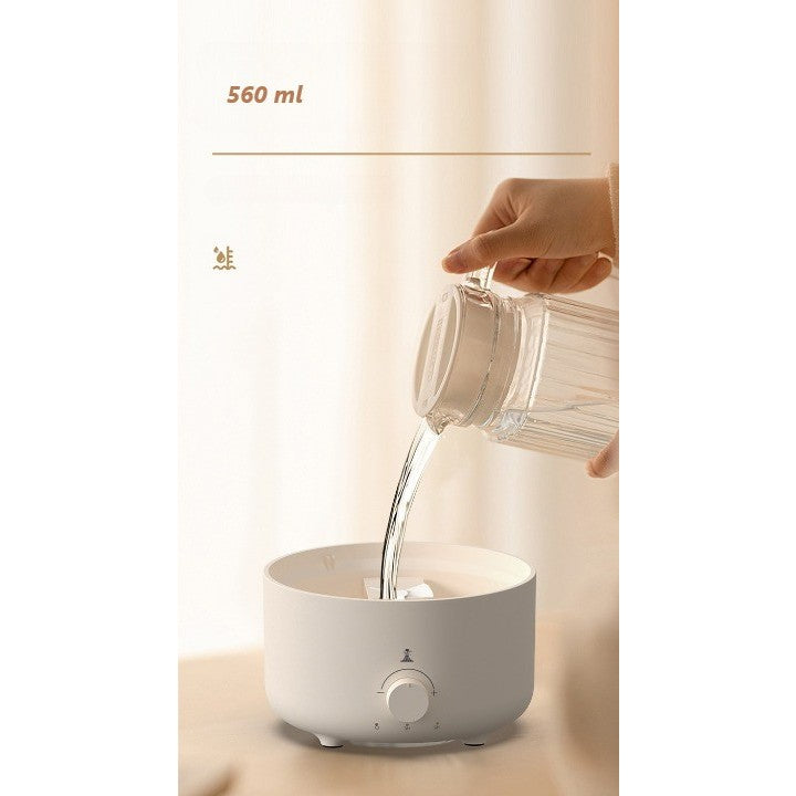 Umidificator de tip vulcan,cu aromaterapie, cu telecomanda, 560 ml, model V21A, alb