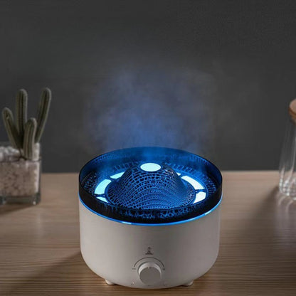 Umidificator de tip vulcan,cu aromaterapie, cu telecomanda, 560 ml, model V21A, alb