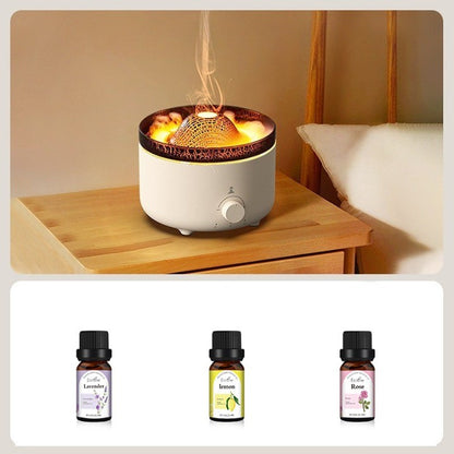 Umidificator de tip vulcan,cu aromaterapie, cu telecomanda, 560 ml, model V21A, alb