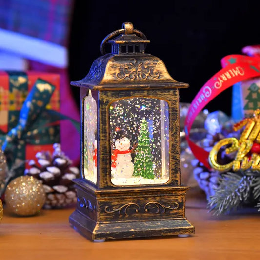 Decoratiune de Craciun, Tip Felinar cu Led,6x14cm, Figurina Om de Zapada