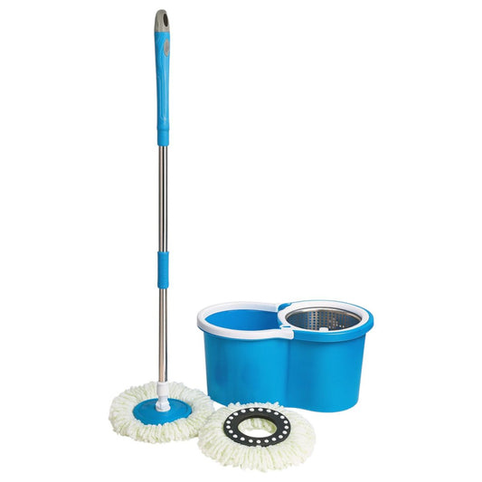 Mop Rotativ cu Găleată 19x40x21cm Mâner Inox Extensibil 125cm, și Cap Reutilizabil 32cm Super Absorbant 360°