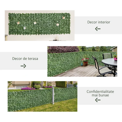 GARD ARTIFICIAL VERDE CU FRUNZE DESE 300X100 CM