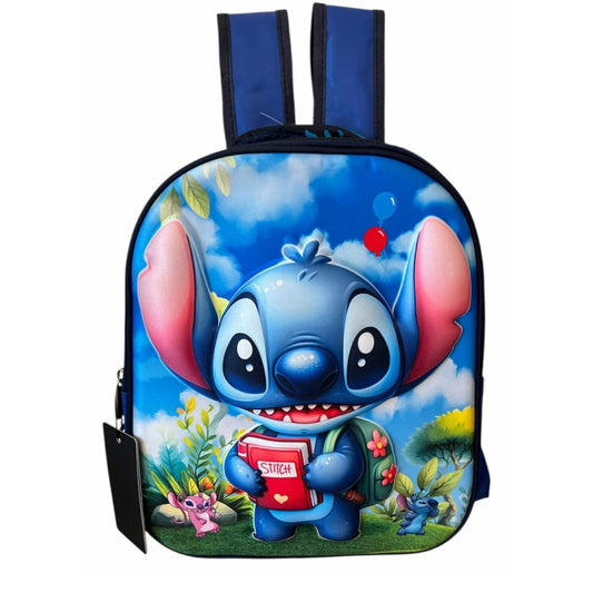 Ghiozdan Ergonomic Pentru Scoala, Gradinita Disney-Stitch 3D Relief 33x27x15 Doua Compartimente Si Buzunare Pentru Sticla De Apa