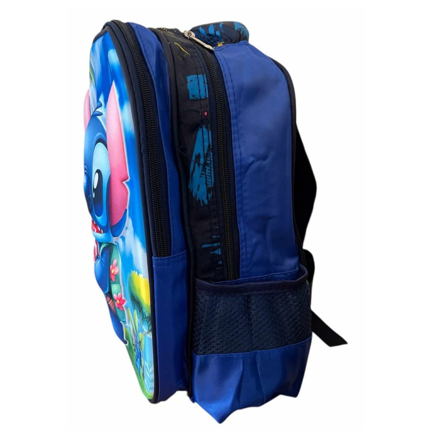 Ghiozdan Ergonomic Pentru Scoala, Gradinita Disney-Stitch 3D Relief 33x27x15 Doua Compartimente Si Buzunare Pentru Sticla De Apa