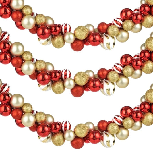 Ghirlanda cu Globuri Rosii si  Bej Lungime 1.5m