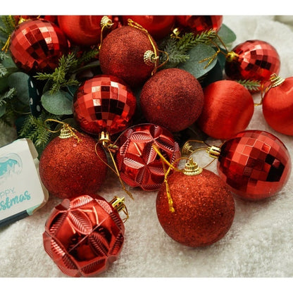 Set 28 Ornamente pentru Brad, Rosii Si Aurii, Diverse Modele, 6 CM