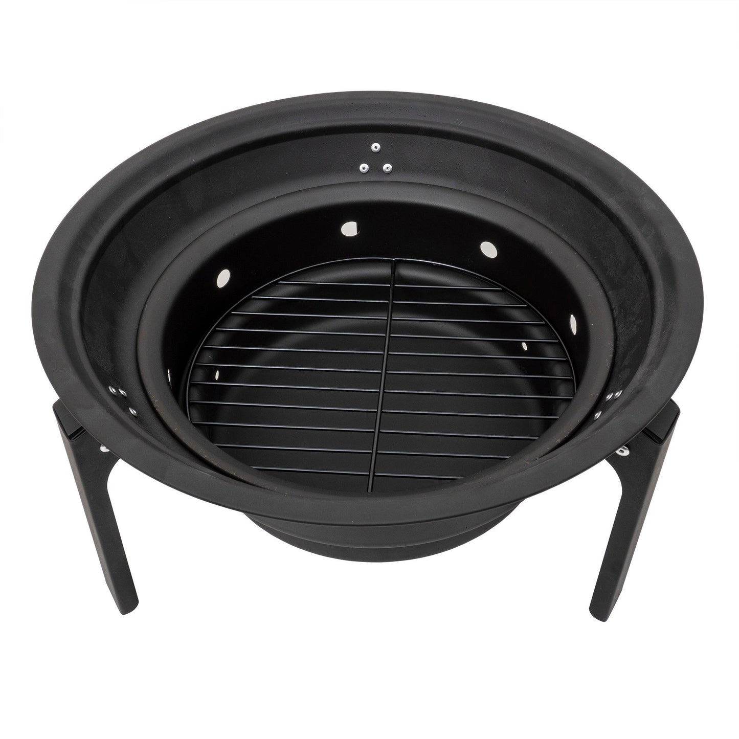 Gratar metalic pentru camping, pliabil, rotund, diametru 35cm