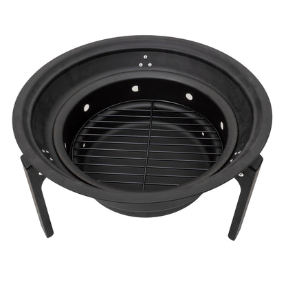 Gratar metalic pentru camping, pliabil, rotund, diametru 35cm